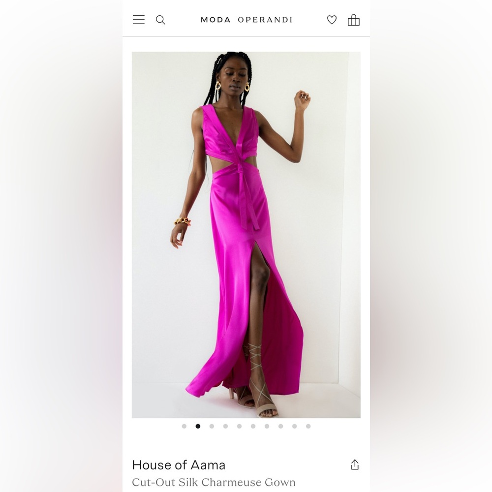 House of Aama Cut-Out Silk Charmeuse Gown